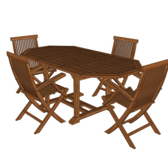 东南亚木质餐桌椅su模型