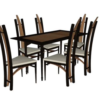 现代实木餐桌椅su模型