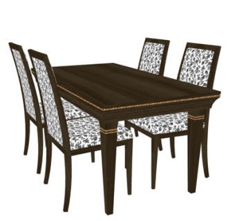 简欧实木餐桌椅su模型