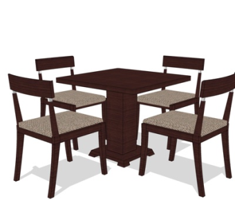 现代实木餐桌椅su模型