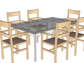 现代<em>条形</em>餐桌椅su模型
