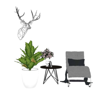 北欧布艺休闲椅su模型