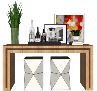 现代实木端景台su模型