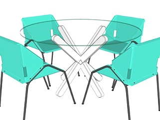 现代圆形<em>餐桌椅</em>su模型