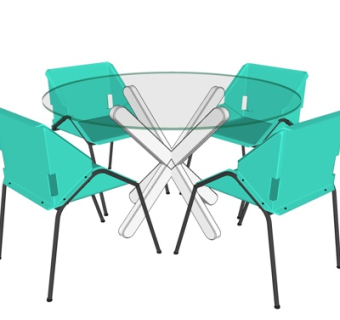 现代圆形餐桌椅su模型