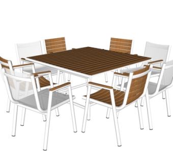 现代实木餐桌椅su模型