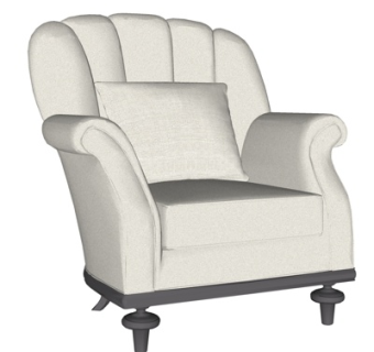 欧式布艺单人沙发su模型