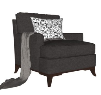 现代布艺单人沙发su模型