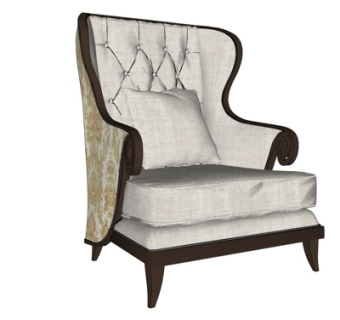 简欧布艺单人沙发su模型