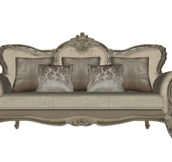 欧式布艺多人沙发su模型