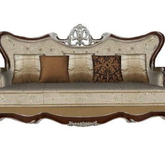 欧式布艺多人沙发su模型