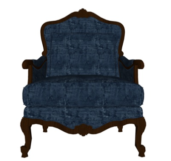 欧式布艺单人沙发su模型