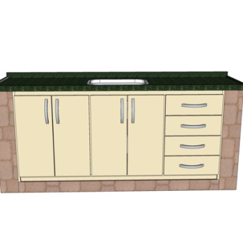 现代实木橱柜su模型