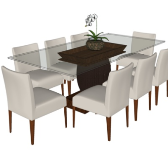 现代条形餐桌椅su模型