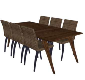 现代实木餐桌椅su模型