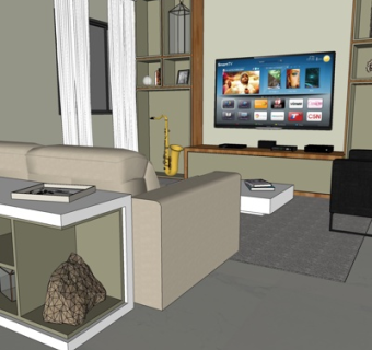 现代简约客厅su模型