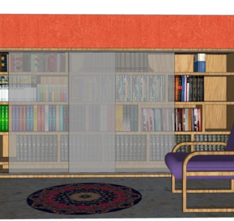 现代实木书柜su模型