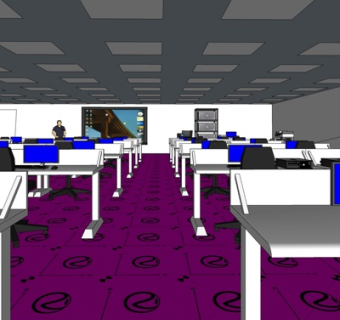 现代学校机房教室su模型