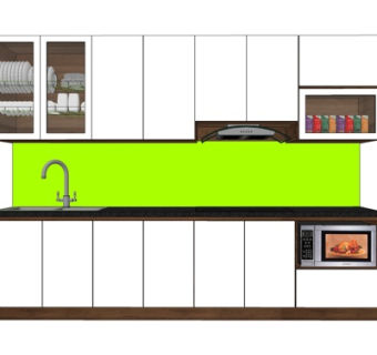 现代实木橱柜su模型
