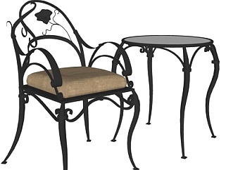 欧式铁艺休闲桌椅su模型