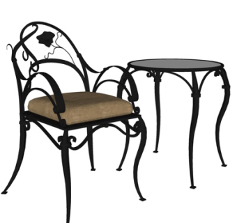 欧式铁艺休闲桌椅su模型
