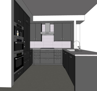 现代简约厨房su模型