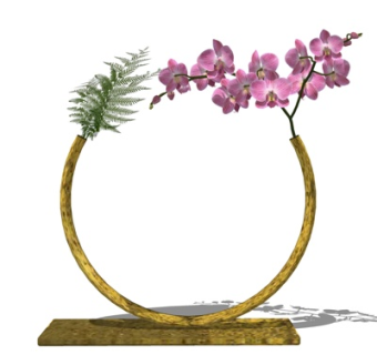 现代金属花瓶花卉su模型