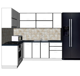 现代实木橱柜su模型