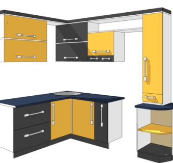 现代实木橱柜su模型