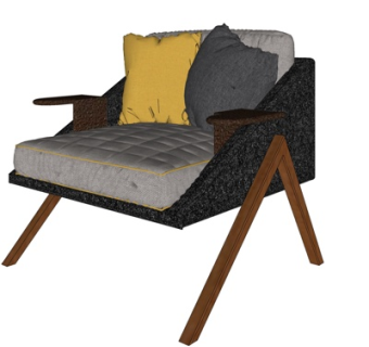 北欧布艺单人沙发su模型