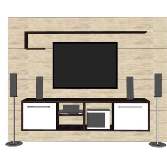 现代实木电视柜su模型