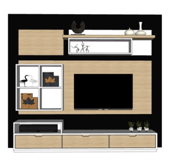 现代实木电视柜su模型