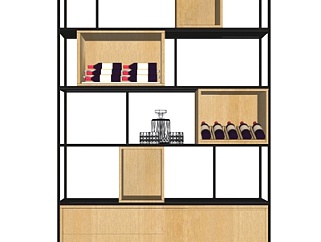 现代实木酒柜su模型