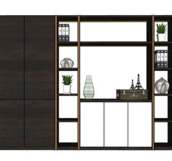 现代实木装饰柜su模型