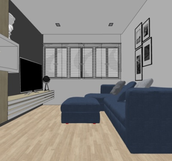 现代简约客厅su模型