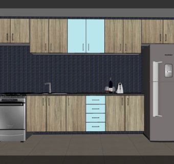 现代实木橱柜su模型