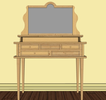 现代实木化妆柜su模型