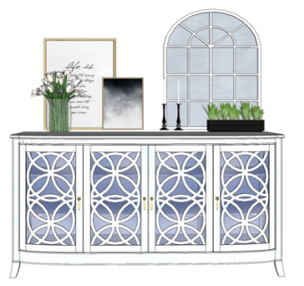 简欧实木边柜su模型