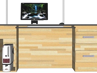 现代实木电脑桌su模型