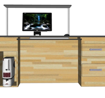 现代实木电脑桌su模型