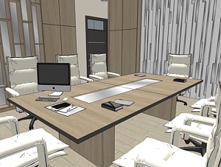 现代小型会议室su模型