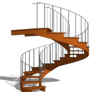 现代实木螺旋楼梯su模型