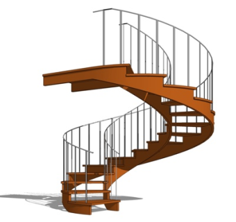 现代实木螺旋楼梯su模型