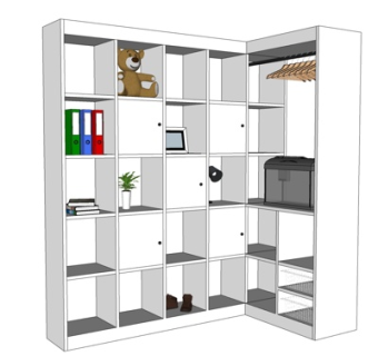 现代实木装饰柜su模型