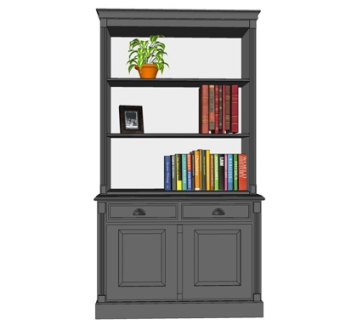 现代实木书架su模型