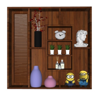 现代实木装饰柜su模型