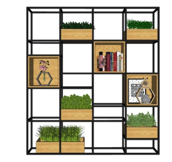 现代实木装饰架su模型