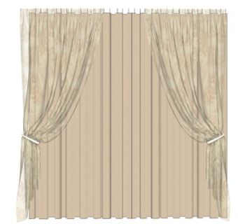 现代布艺窗帘su模型