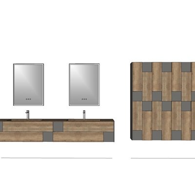 现代实木浴室柜su模型
