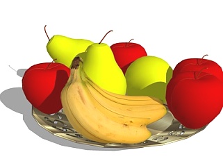 现代<em>香蕉</em>苹果梨子水果su模型